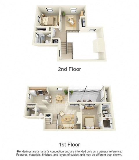 Floor plan for 2 beds, 2.5 baths, 1489 sqft